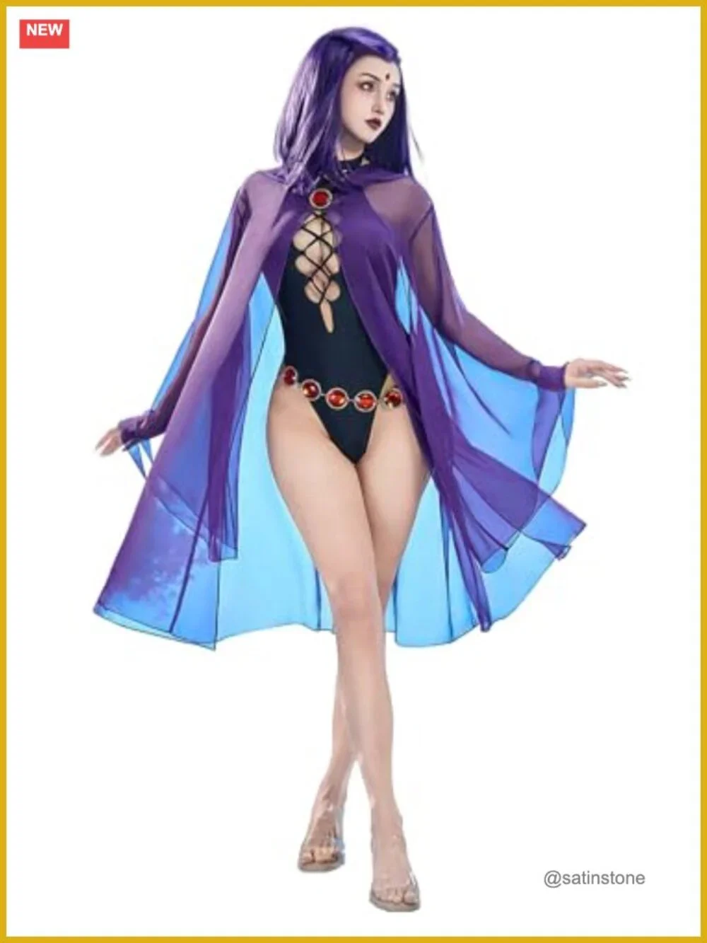 One Piece Swimsuit with Hooded Cape Cover Up Cosplay Bathing Suit